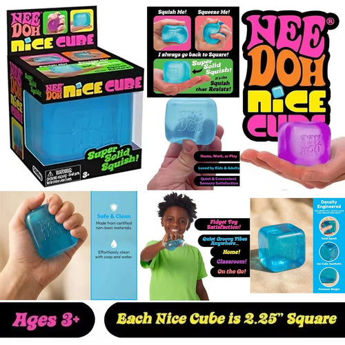 {In Stock}*&/*// Squishy Schylling Needoh Nice Cube Sensory Stress Reliever Fidget Tool Anti-Anxiety Relief Squeeze Kids Toy 말랑이