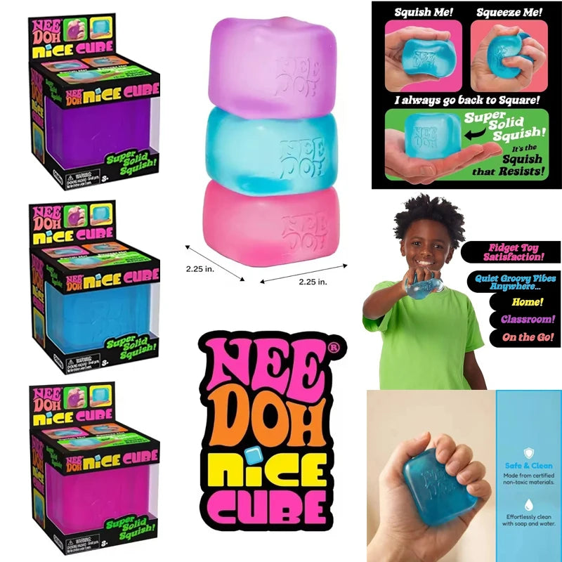 {In Stock}*&/*// Squishy Schylling Needoh Nice Cube Sensory Stress Reliever Fidget Tool Anti-Anxiety Relief Squeeze Kids Toy 말랑이