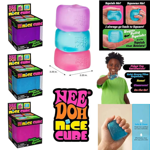 {In Stock}*&/*// Squishy Schylling Needoh Nice Cube Sensory Stress Reliever Fidget Tool Anti-Anxiety Relief Squeeze Kids Toy 말랑이