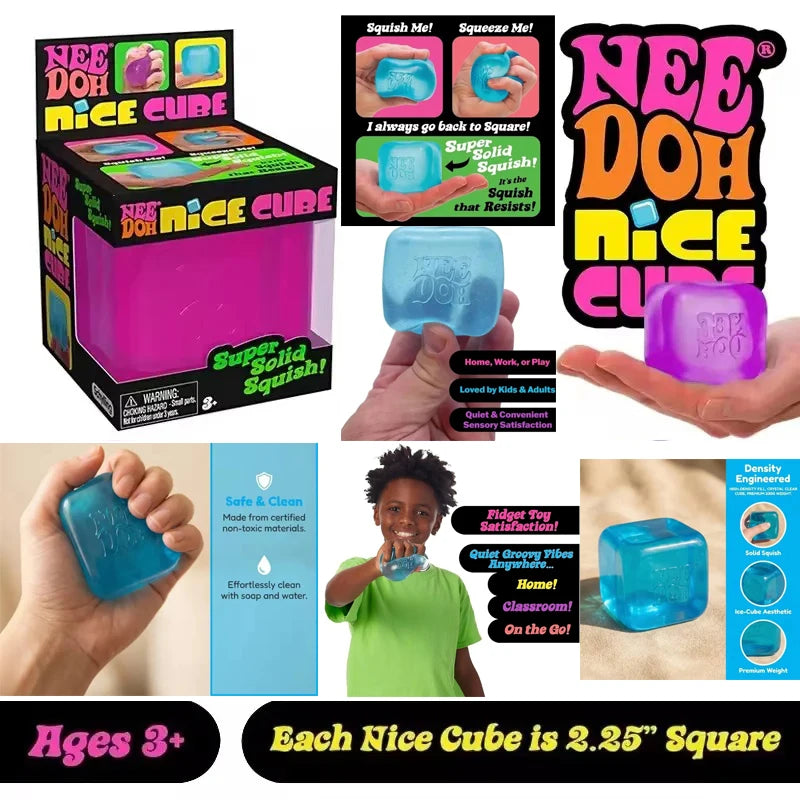 {In Stock}*&/*// Squishy Schylling Needoh Nice Cube Sensory Stress Reliever Fidget Tool Anti-Anxiety Relief Squeeze Kids Toy 말랑이